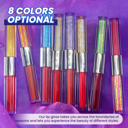CHARMACY Multichrome Double Head Non-Stick Lip Gloss, Metallic Colourful Lip Glaze, Anti-transfer, Long Lasting Waterproof Liquid Lipstick Makeup (#04)