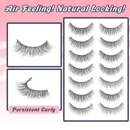 False Lashes Natural Look Wispy Eyelashes 13MM Eye Lash Pack for Daily C Curl Natural Lashes 7 Pair Siligli