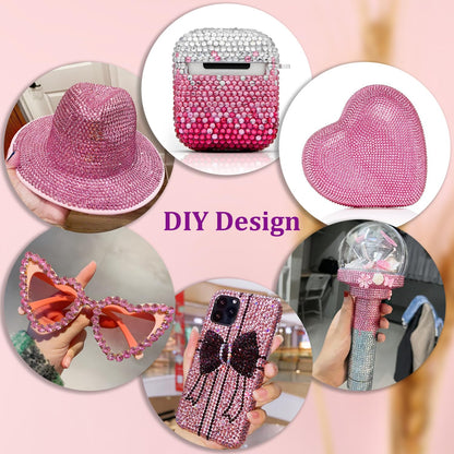 25000Pcs Resin Rhinestones with Tweezers for Crafting, Dark Pink 2-6mm Mixed Sizes Non Hotfix Flatback Gems, Bedazzling Crystal for DIY Craft Clothing Mugs Tumblers Shoes Fabric Decor Nail Art