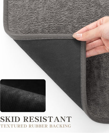 chakme Bathroom Rugs Mat 59x17, Ultra Thin Non Slip Bath Mat Quick Dry Absorbent Bath Mat for Bathroom Floor, (Dark Grey, 59"x17")