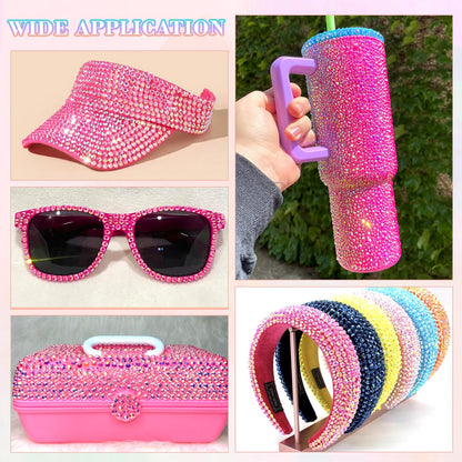 30000Pcs Resin Hot Pink AB Rhinestones for Bedazzling Crafting with b7000 Jewelry Glue, Bulk Flatback Gems Bedazzler Kit for Crafts Clothes Shoes Fabric Nail Diamond Art, Assorted Size 2/3/4/5/6mm