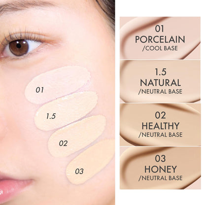 Amuse SEOUL Ceramic Skin Perfector Cushion Foundation | Long-lasting, Lightweight, Semi-matte, Flawless Coverage, Hypoallergenic, Vegan, Korean Beauty (15g / 0.52oz.) (1.5 NATURAL)