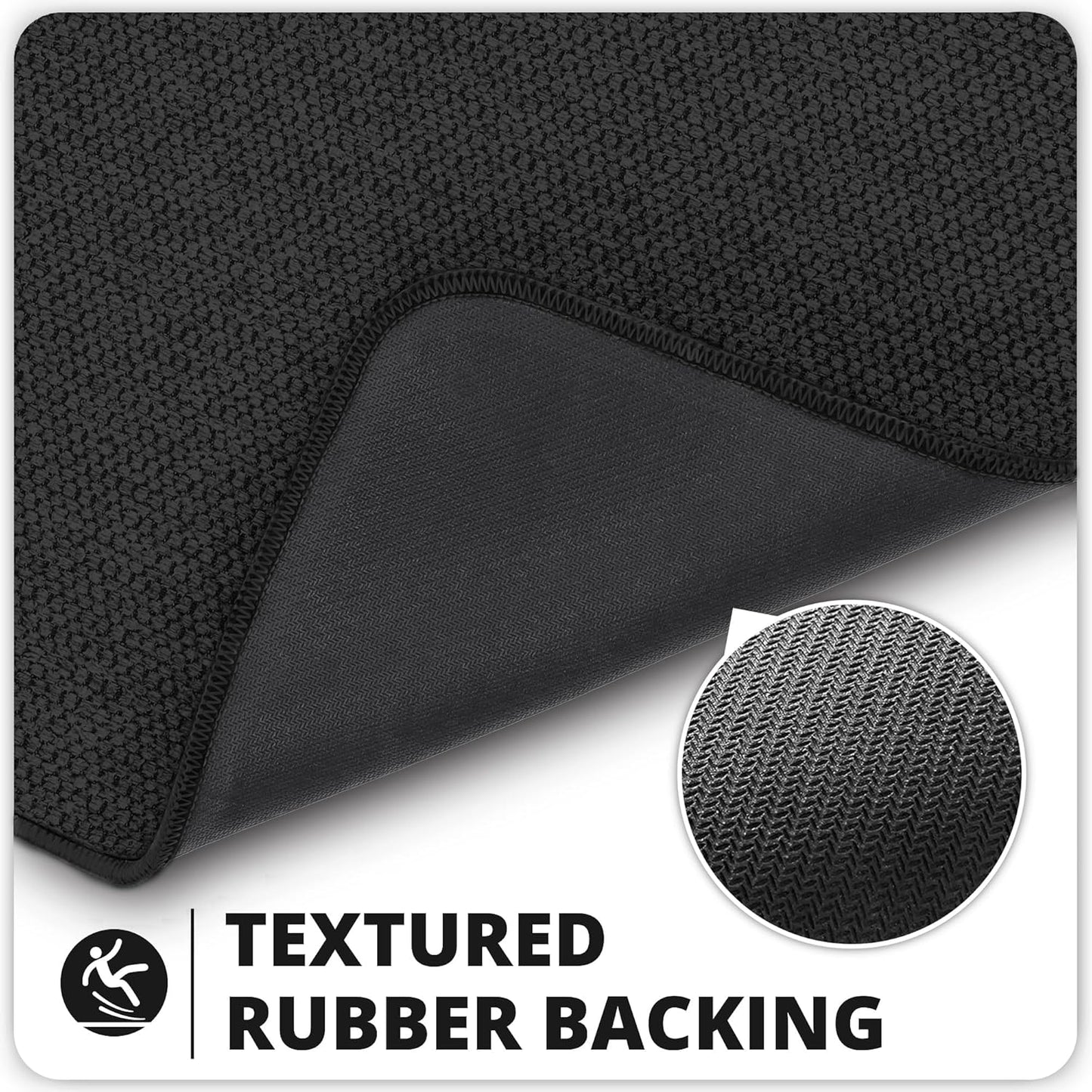 Bath Mat,Ultra Thin Bathroom Rugs,Rubber Bath Mats for Bathroom,No Slip Bath Rugs,Quick Dry,Machine Washable,Low Pile,Absorbent,Shower Outside,Sink,Home Decor Accessories.Black,1'8"x2'8"(20x32inch)
