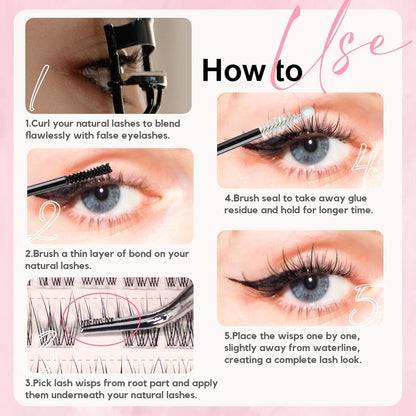 120Pcs Clear Band Lash Clusters 10-14mm Natural Look Cluster Eyelashes C Curl Resuable Invisible Band Individual Cluster Lashes(133)