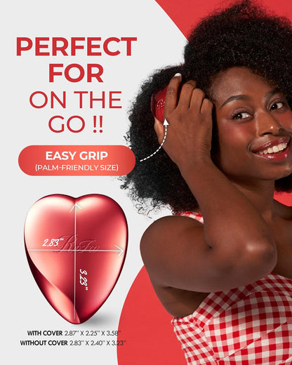 ReFa Heart Brush SHINE RED | Heart Shaped Hair Brush for Women | No Tangle Hair Brush | Small Hair Brush for Thick Hair | Hair Detangler Hair Brush Travel Hair Brush