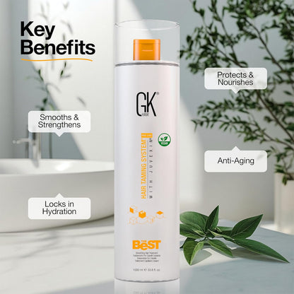 GK HAIR Global Keratin The Best (33.8 Fl Oz/1000ml) Smoothing Keratin Hair Treatment - Professional Brazilian Complex Blowout Straightening For Silky Smooth & Frizz Free Hair