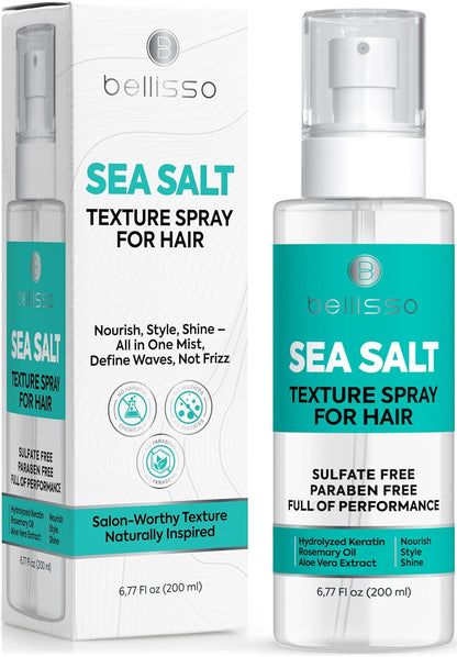 Sea Salt Spray - Dry Hair Texture for Women and Men - Products for Volume for Fine, Wavy and Curly Hair - Thickening, Texturizing and Light Volumizing Effect - Alcohol Free Formula - Travel Size