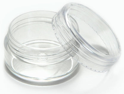 Vivaplex, 50, Clear, Empty, 5 Gram Plastic Pot Jars, Cosmetic Containers.