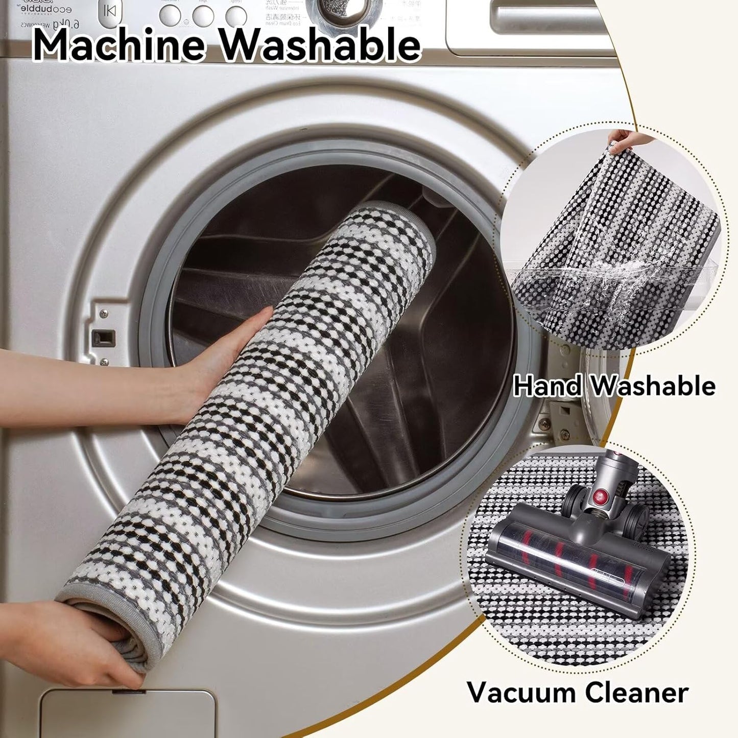 YDKGLSuper Absorbent Non Slip Bath Mats for Bathroom,FloorShower,Sink.Machine Washable Bathroom Rugs,Rubber Backed Bathroom Mats，Ultra Soft (Black 24x35)