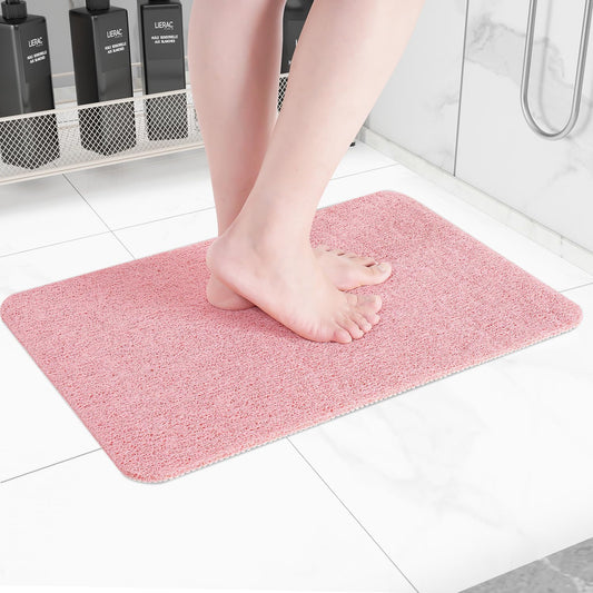 Non-Slip Bathtub Mat, Anti Slip Shower Mat, Fast Drying Bathtub Mats, Foot Scrubber Mat, Anti Slip Mat for Tub, Floor, Bathroom, Kitchen, Home, Hotel (Pink 24"×16")