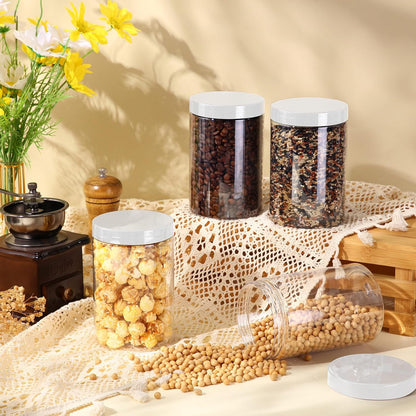 Patelai 4 Pieces Round Wide-mouth Leak Proof Plastic Container Jars with Lids for Travel Storage Makeup Beauty Products Face Creams Oils Salves Ointments DIY Making(27 Ounce,Clear)