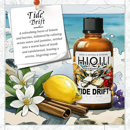 HIQILI Tide Drift Fragrance Oil for Candle, Room Spray Making, Essential Oil Diffuser, DIY Body Butter & Hair Perfume - 1 Fl Oz
