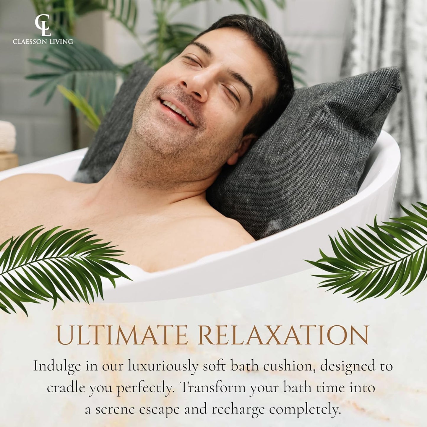 Luxury Bath Pillow for Tub - Thick and Comfortable Bathtub Pillow Support for Head and Neck and Back - Washable Quick-Drying Bath Pillows - Bath Cushion for Home Spa - Fits Any Bathtub - Dark Gray