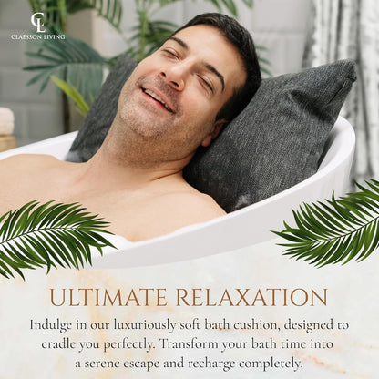 Luxury Bath Pillow for Tub - Thick and Comfortable Bathtub Pillow Support for Head and Neck and Back - Washable Quick-Drying Bath Pillows - Bath Cushion for Home Spa - Fits Any Bathtub - Dark Gray