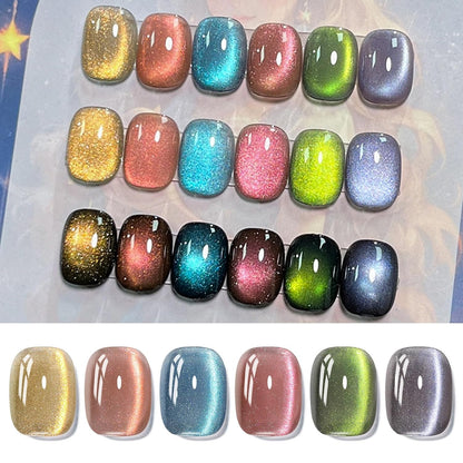 Born Pretty Magnetic Gel Nail Polish,Glitter Magnetic Gel Polish Shimmer Auroras Magnetic Gel Nail Art Manicure Kit 6PCS