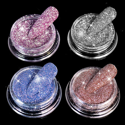 Allstarry Diamond Nail Glitter 4 Colors Sparkling Korea Reflective Glitter Diamond Dust Shiny Powder Pigment Craft Sequins Nail Supplies for Nail Art Gel Polish Crafts Disco Party Nightclub Wedding