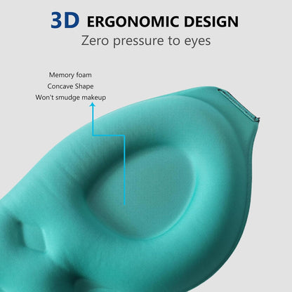 ALASKA BEAR 100% Blackout Sleep Mask for Women and Men, 3D Pillowy Soft Light Blocking Eye Mask with Contoured Eye Cups, Earplugs Set, Blue