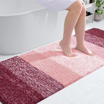 OLANLY Bathroom Runner Rugs 70x24, Extra Soft Absorbent Microfiber Bath Rugs, Rubber Backing, Quick Dry, Machine Washable Bath Mats for Bathroom Floor, Tub and Shower, Home Decor Accessories, Red