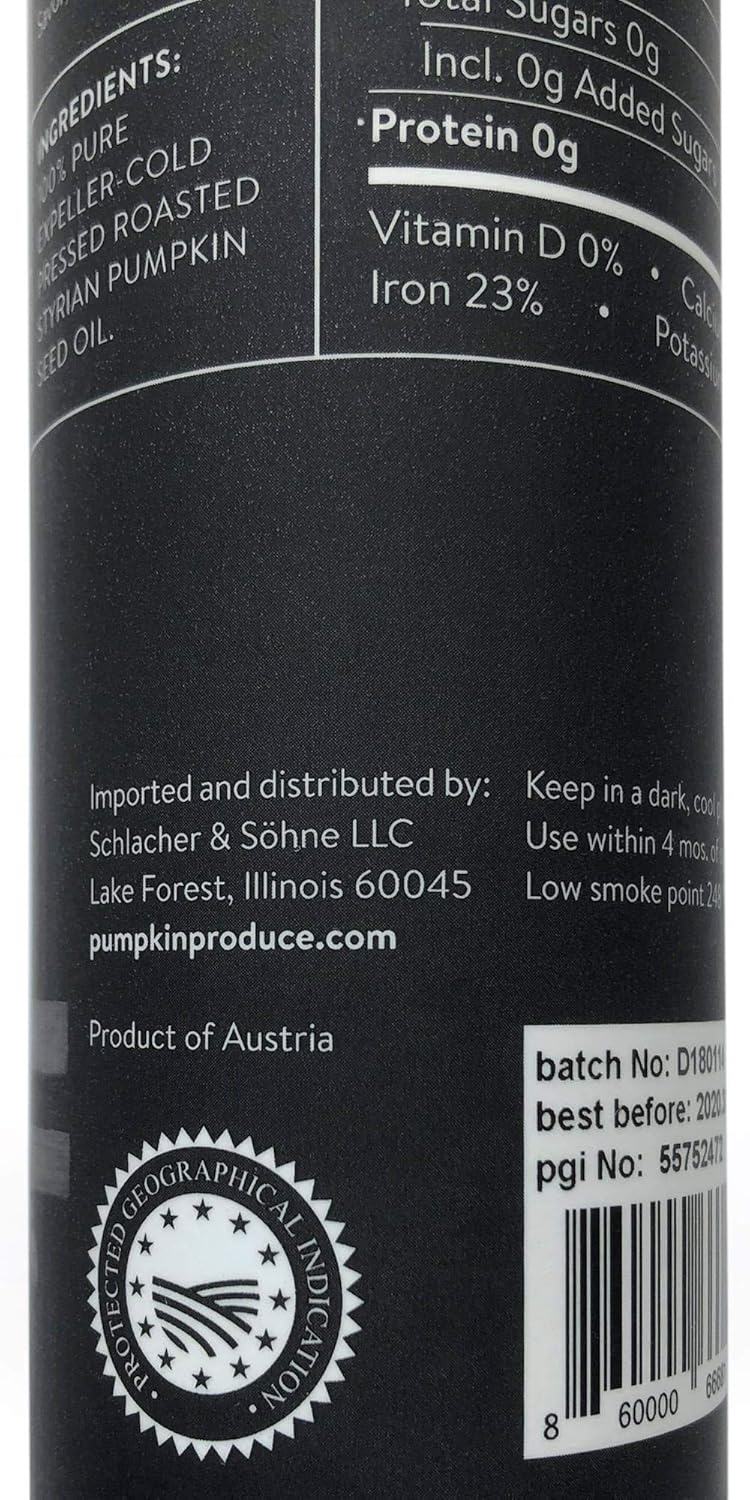 Schlacher & Söhne Styrian Pumpkin Seed Oil: 100% Pure, Cold Pressed, Non GMO, Gluten Free, Vegan, May Helps in Hair Growth, Made in Austria (3 Pack of 250 ml)