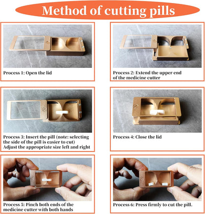 Professional Pill Cutter Splitter - Precision Aluminum Slicer for Small Large and Tiny Tablets Best Cortador for Accurate Medicine and Vitamin Dosing Ideal Tablet Splitters for Pastillas (Silver)