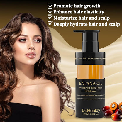Dr.Healdy Batana Oil Conditioner for Hair Growth - Repairs Damage, Nourishes Scalp & Strengthens Hair Roots - Sulfate Free Formula for All Hair Types (6.8 Fl Oz)