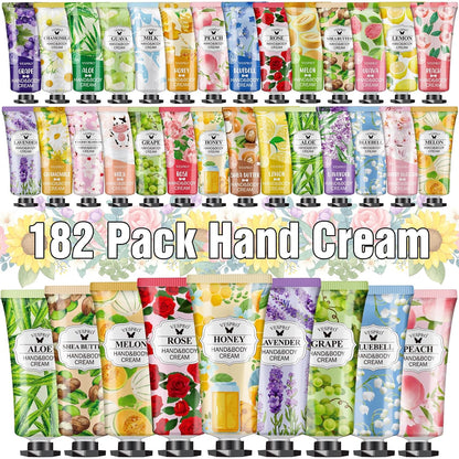 182 Pack Hand Cream Set For Women, Hand Lotion for Bridal Shower Favors, Thank You Gifts, Bridesmaid Gifts, Birthday Gifts and Small Gifts for Women, Hand Lotion Travel Size for Dry Cracked Hands