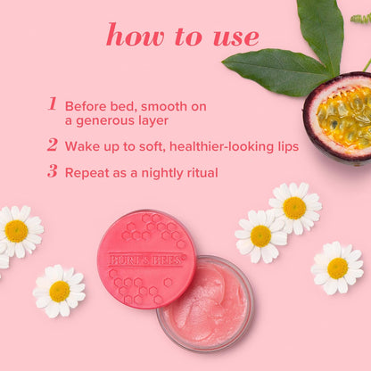 Burt's Bees Lip Mask Set- Overnight Intensive Treatment Revives & Nourishes for All Day Hydration, Passion Fruit & Chamomile, Sweet Mint & Lemon Sorbet