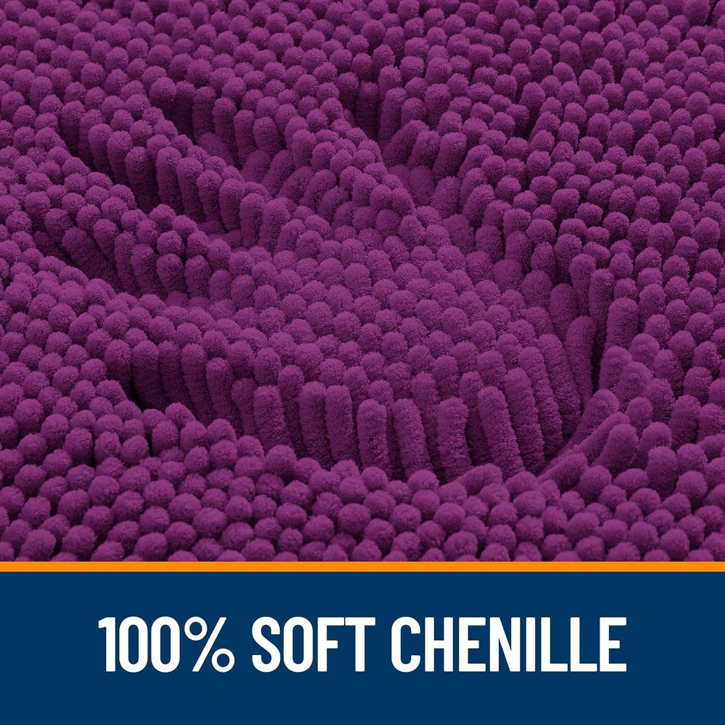 OLANLY Bathroom Rugs 44x24, Extra Soft Absorbent Chenille Bath Rugs, Rubber Backing Quick Dry, Machine Washable Bath Mats for Bathroom Floor, Tub and Shower, Home Decor Accessories, Purple