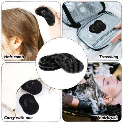 Pocket Palm Combs, Massager Hair Brush Comb Palm Combs for Men Beard Brush, Black pocket brush (4 Pcs Finger Type)