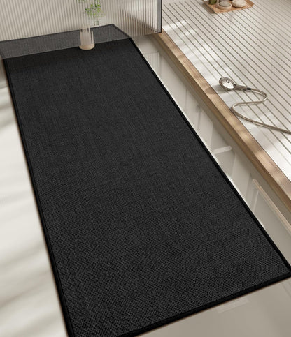 chakme Bathroom Rugs Mat 59x17, Ultra Thin Non Slip Bath Mats Runner Quick Dry Absorbent Bath Mat for Bathroom Floor, (Black, 59"x17")