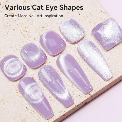 Cat Eye Gel Nail Polish 12ML, Lavender Purple Smoothie Magnetic Gel Polish Holographic Shimmer Glitter Cats Eye Nail Polish with Magnet Stick Soak Off UV Nail Art Varnish