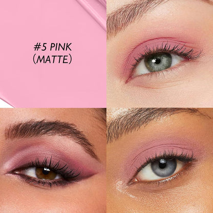 Eyeshadow Stick Matte Eye Shadow Pencil Cream to Powder Eye Brightener Crayon Long-Lasting Crease-Proof Neutral Eyeshadow Buildable & Blendable High Pigmented Eye Liner Makeup for Women, 5 PINK