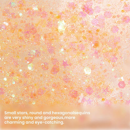 DAGEDA Body Glitter Gel, Face Glitters Body Gel Sequins Shimmer Liquid Eyeshadow, Chunky Glitter for Face Hair Nails, Holographic Cosmetic Laser Powder Festival Glitter Makeup 1.7oz (Coral)
