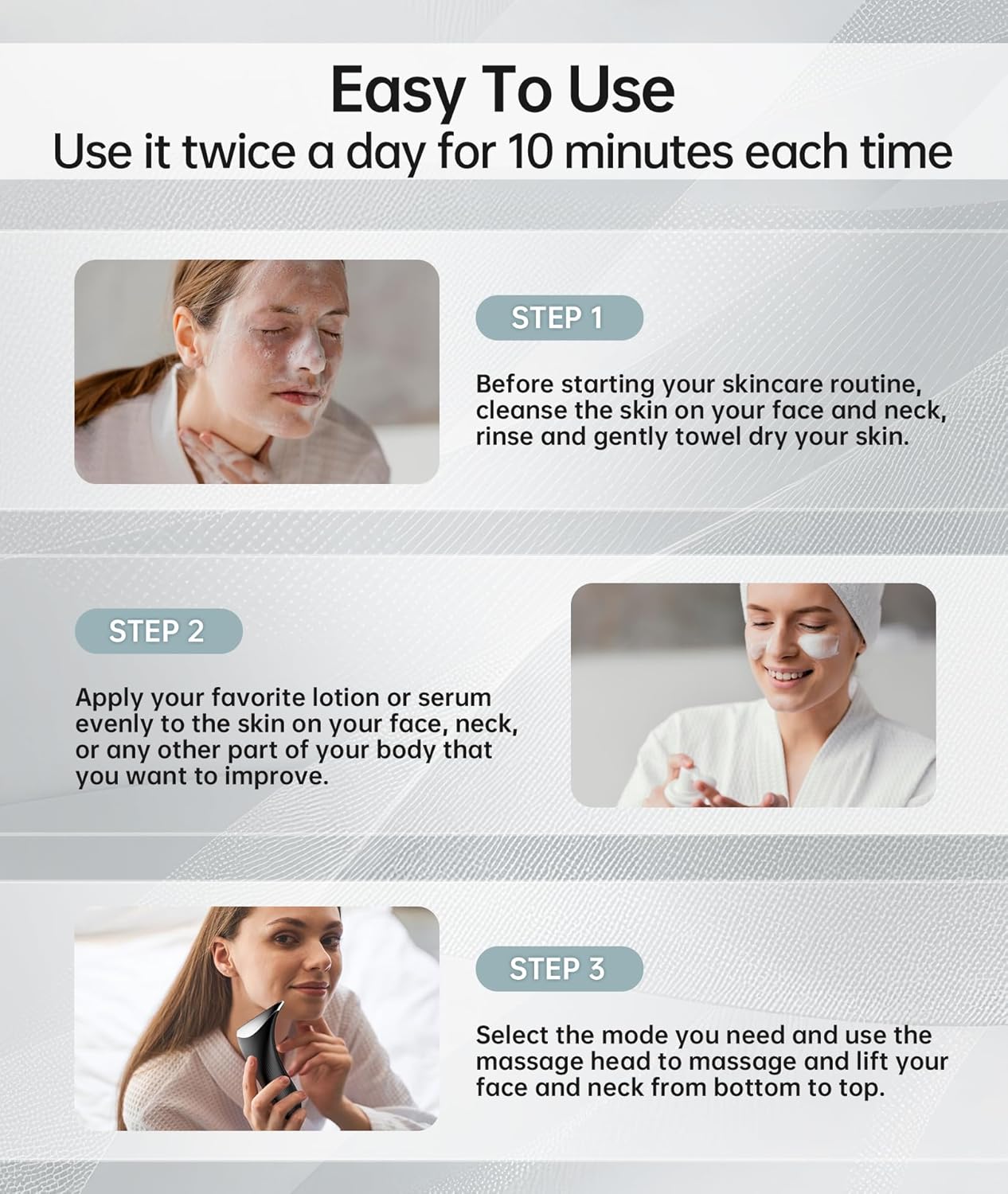 7 Color Light Therapy Facial Massager with Adjustable Vibration and Thermals for Wrinkles, Double Chin, Red Light Skin Care Tool with Base, Black