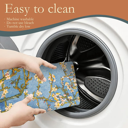 Almond Blossom Tree Dish Drying Mat for Kitchen Counter Decor,Flower Dish Drying Rack Pad Absorbent Reversible Microfiber for Coffee Tableware Sink Countertop 18x24 Inch