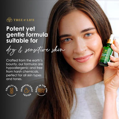 Tree of Life Beauty Vitamin C Skin Care Set, Skin Brightening Face Oil for Dark and Age Spot, Facial Serums for Dry and Sensitive Skin with Hyaluronic Acid & Vitamin E Soft Skin, 1 Fl Oz (Pack of 2)