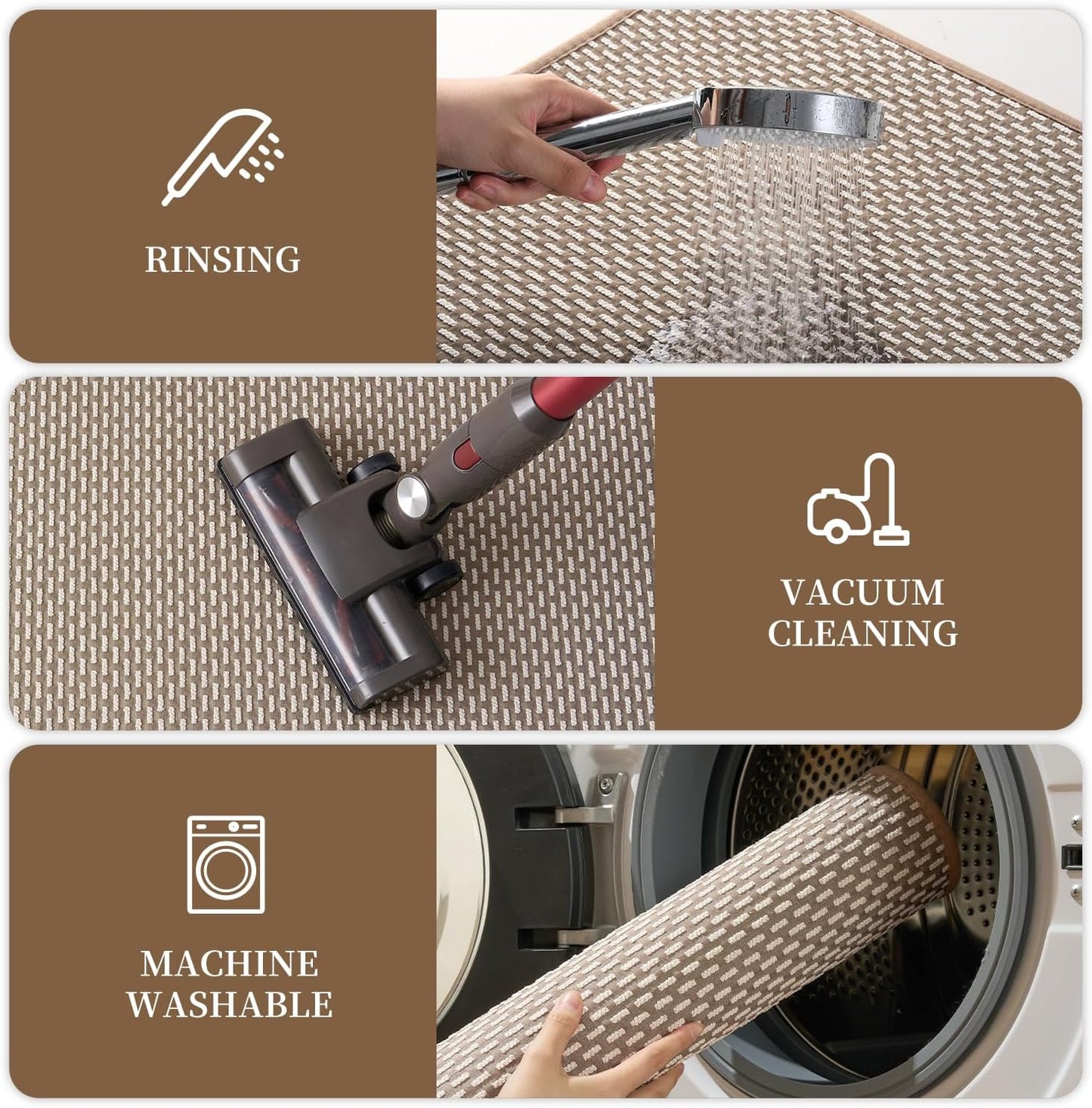 RESARE Non Slip Bath Mat - Machine Washable Bathroom Rugs, Super Absorbent Bath Mat Quick Dry Bathroom Mat, Bath Rugs Ultra Soft Rugs for Bathroom Floor, 17"x24" Brown
