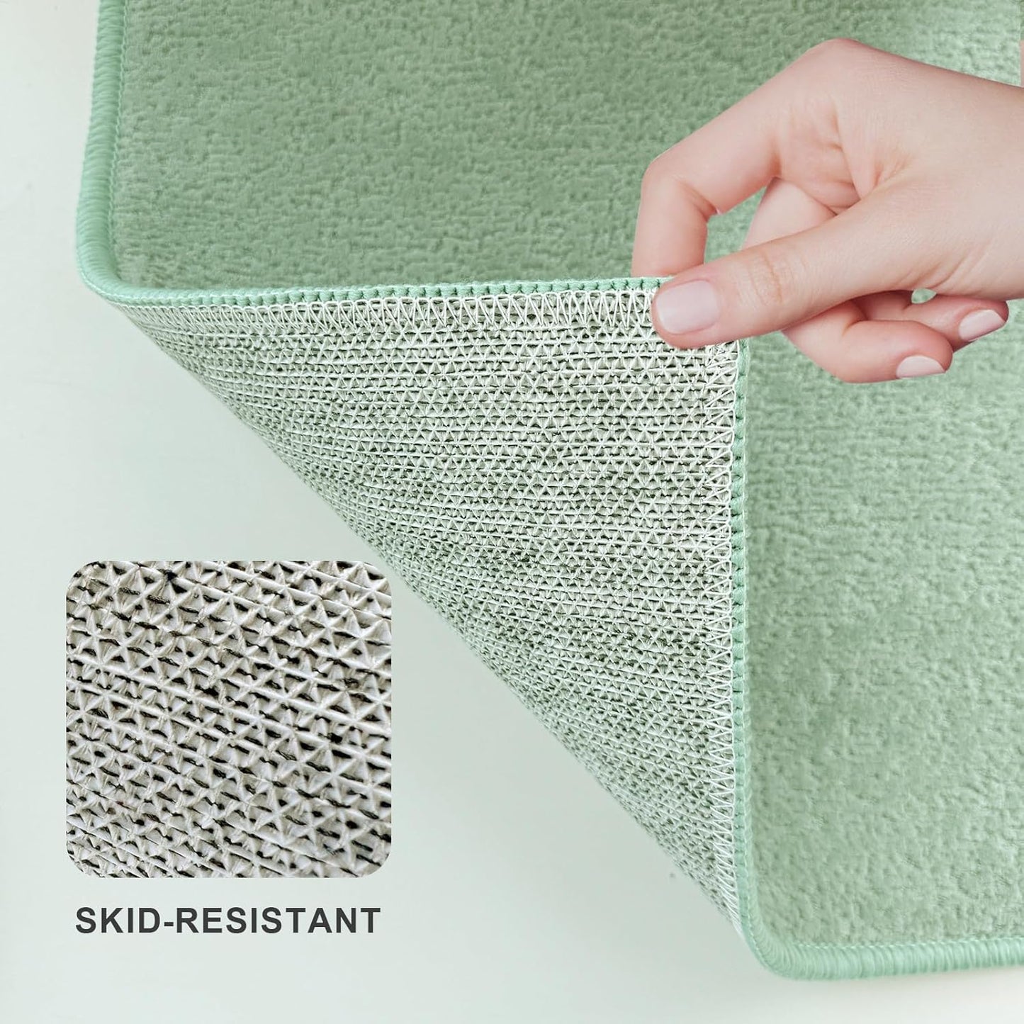 Bath Mat-Non-Slip Bathroom Floor Mats-Absorbent Quick Dry Low Pile Bathroom Rugs Fit Under Door-Bath Rug for Sink,Bathtub,Shower Room,24"×36",Sage Green