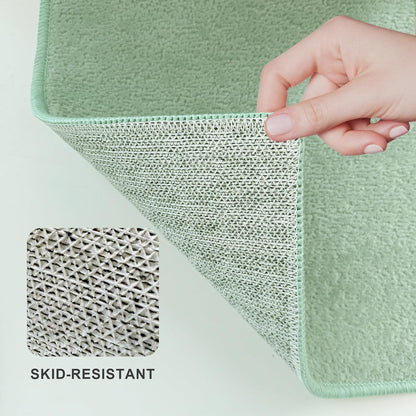 Bath Mat-Non-Slip Bathroom Floor Mats-Absorbent Quick Dry Low Pile Bathroom Rugs Fit Under Door-Bath Rug for Sink,Bathtub,Shower Room,20"×32",Sage Green