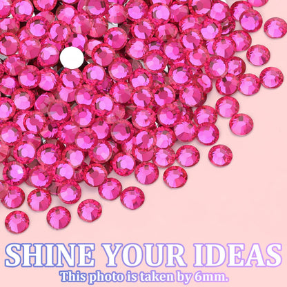 25000Pcs Resin Rhinestones with Tweezers for Crafting, Hot Pink 2-6mm Mixed Sizes Non Hotfix Flatback Gems, Bedazzling Crystal for DIY Craft Clothing Mugs Tumblers Shoes Fabric Decor Nail Art