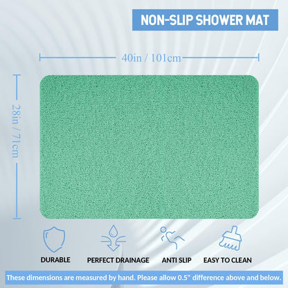 Non-Slip Bathtub Mat, Anti Slip Shower Mat, Fast Drying Bathtub Mats, Foot Scrubber Mat, Anti Slip Mat for Tub, Floor, Bathroom, Kitchen, Home, Hotel (Light Green 40"×28")