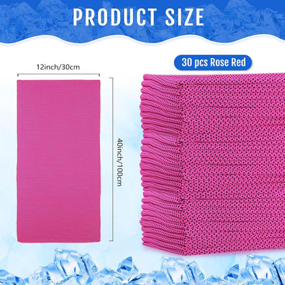 Hosuly 30 Pack Cooling Towels, 40"x12" Ice Breathable Soft Chilly Sweat Rag Microfiber Workout Rags for Gym Cooling Towels for Neck and Face for Yoga Golf Sport Running