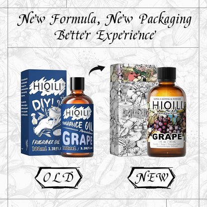 HIQILI Grape Fragrance Oil for Diffuser & Oil Burner, Fruity Scents for Making Candles, Hand Soap, Air Freshener, Long Lasting - 1 Fl Oz