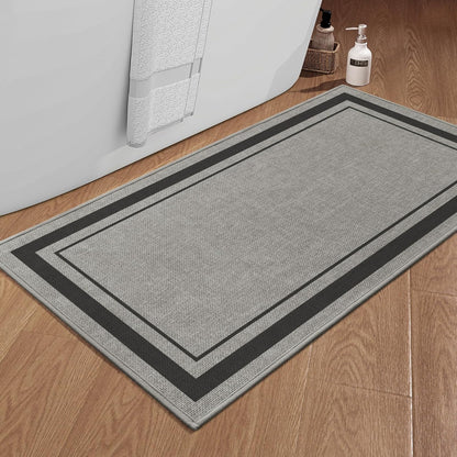 chakme Bathroom Rugs Mat 47x24, Ultra Thin Non Slip Bath Mat Large Quick Dry Absorbent Bath Mat for Bathroom Floor, (Dark Grey, 47"x24")