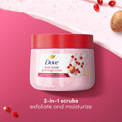 Dove Pomegranate & Shea Butter Body Scrub Exfoliates and Deeply Nourishes for Smooth, Radiant Skin 15 oz