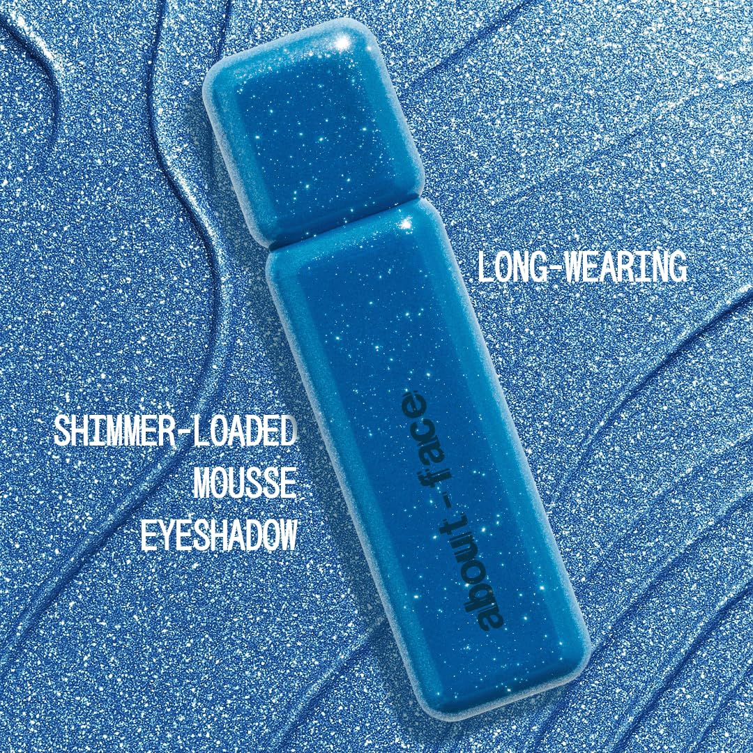 About-face Fractal Glitter Eye Paint Above Santorini – Smudge-Proof, Long-Lasting Liquid Eyeshadow – Intense Sparkle with Mousse Texture – Vegan, Cruelty-Free – 0.13oz (Sapphire)