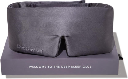 DROWSY Silk Sleep Mask - Face-Hugging, Padded Cocoon for Luxury Sleep in Total Darkness - 100% Pure Mulberry Silk (Moonlight Shadow)