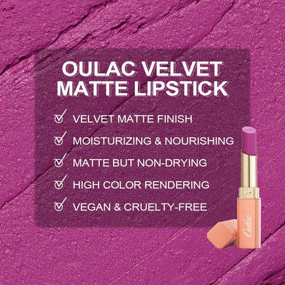 Oulac Violet Soft Matte Lipstick| Lipstick & Blush Duo| Velvet Smooth Lip Stick| Highly Pigmented & Misty Texture| Full Coverage Lip Stains Enriched with Rose Oil| Vegan & Clean Beauty| Y11