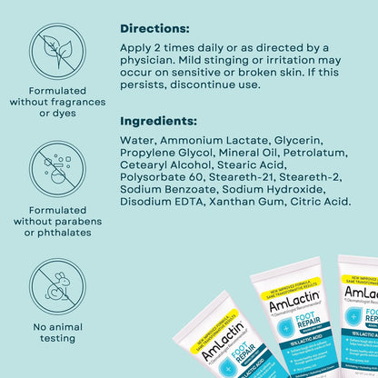AmLactin Foot Repair Foot Cream Therapy, 3 oz and One Pair Moisturizing Heel Socks (Packaging May Vary)