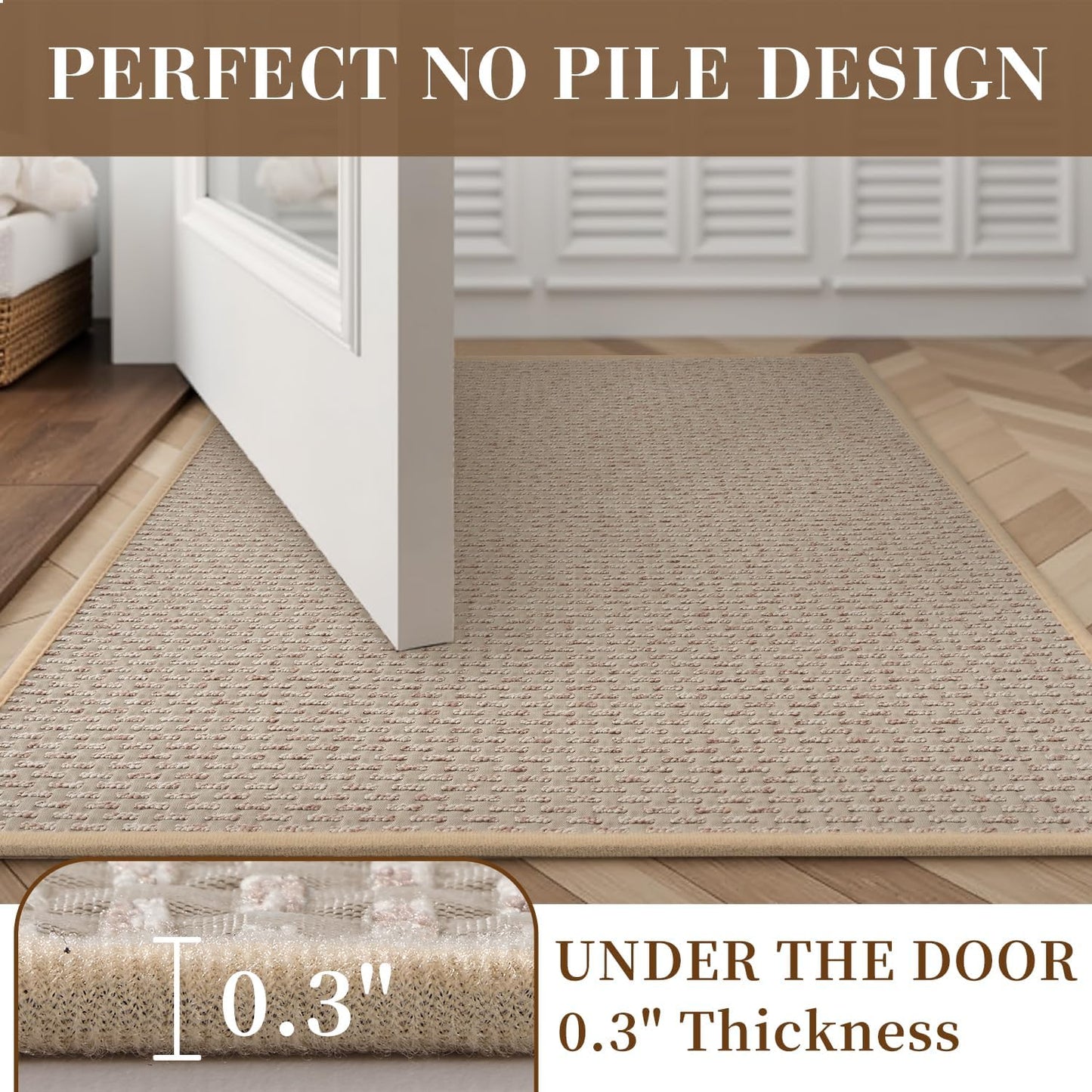RESARE Non Slip Bathroom Runner - Machine Washable Bath Rugs, Super Absorbent Bath Mat Quick Dry Bath Runner, Bath Mat Ultra Soft Rugs for Bathroom Floor, 20"x70" Beige